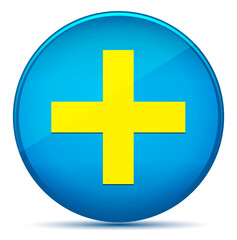 Plus icon modern flat cyan blue round button
