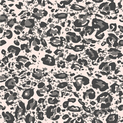 Full seamless gray leopard fur animal skin pattern. Design for textile fabric printing. Suitable for fashion use.