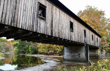 Historic wooden covered bridge 