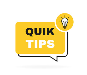 Quick tips geometric message bubble with light bulb emblem. Logo design. Vector illustration