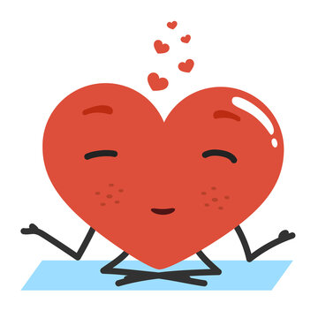 Cartoon heart character doing meditation.To see the other vector heart character illustrations , please check Cartoon Heart Characters collection.