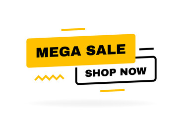 Mega sale banner design with geometric elements. Shop now. Banners template design for business, promotion, sale and advertising. Vector illustration