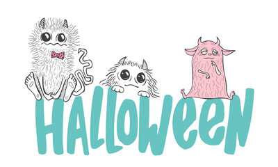 Halloween monsters isolated on white background