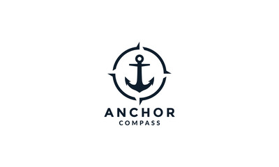 anchor with compass circle modern logo vector icon illustration © devastudios
