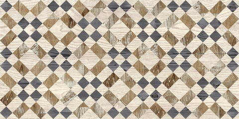 mosaic patterned background on wooden floor