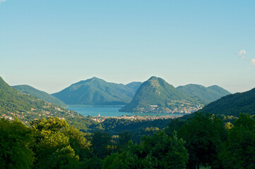 Beautiful panorami view over Lugano region