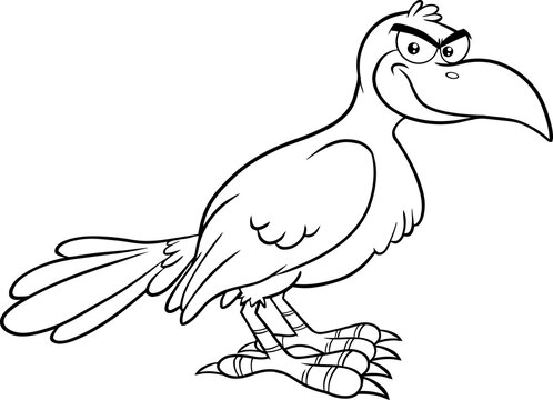 recommend clip art: Outlined Smiling Crow Bird Cartoon Character Vector Illustration Isolated On White Background