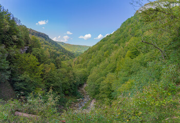 Fototapeta na wymiar Bonlieu, France - 09 02 2020: Lake District - The waterfall road