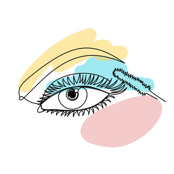 eye makeup line art with colorful accents clip art preview