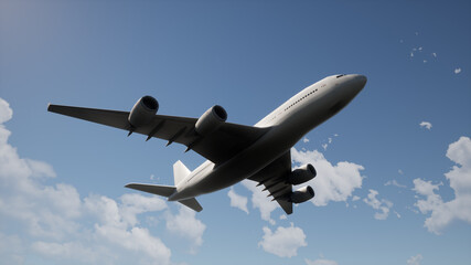 A Plane Flying In The Sky, 3d rendering