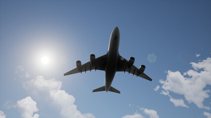 A Plane Flying In The Sky, 3d rendering