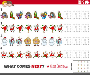 educational pattern game for kids with cartoon Christmas characters