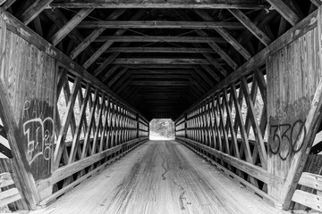 historic wooden covered bridge