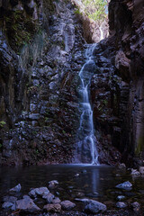 Long exposure of a waterfall in Valle Gran Rey, La Gomera. Waterfall on the canary islands.