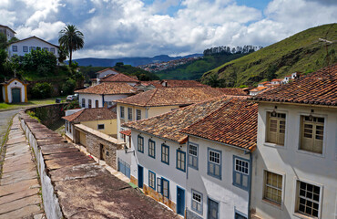 Obraz premium Typical houses in historical city of Ouro Preto, Brazil