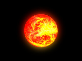 Abstract Fiery Energy Sphere &ndash; Glowing Orb on Black Background