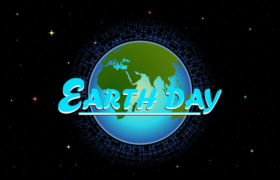 Earth Day illustration with planet Earth in space