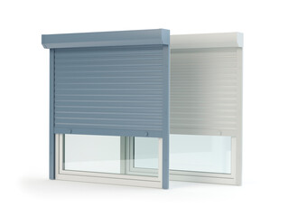 Two Window roller shutters, 3d illustration