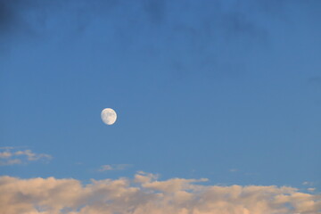 Evening sky with moon and clouds