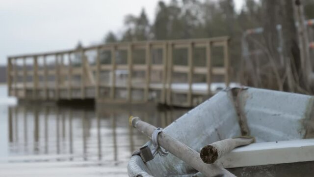 The closer look of the paddle of the boat in Lake Bodom in Espoo.geology shot
