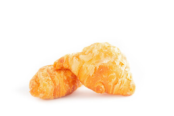 Curry puff pastry on white background.