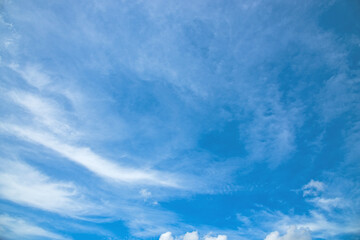 Fluffy white cloud on blue sky.