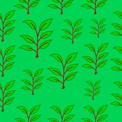 Seamless pattern green small tree