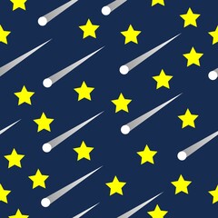 Seamless pattern star and meteor. suitable for background, fashion, bed sheet design, cover, banner, etc.