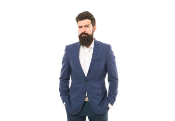 Brilliant lawyer. Successful businessman well groomed appearance. Serious motivated entrepreneur. Business people. Confident businessman handsome bearded man in formal suit. Businessman concept