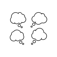 Group of Think Speech Bubble Line Vector on White Background. Speech box for text, chat and discussion. Talk Bubble