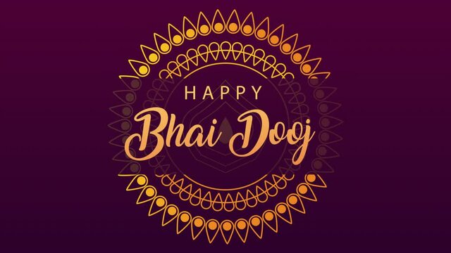 happy bhai dooj celebration animation with lettering in mandala