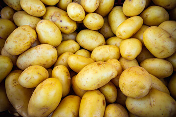 Potato background in street market.
