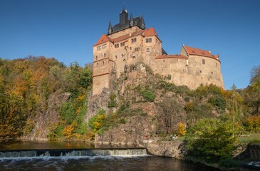 Fototapeta na wymiar River Zschopau and Castle Kriebstein, Germany