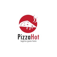 Pizza cafe logo, pizza icon, emblem for fast food restaurant.