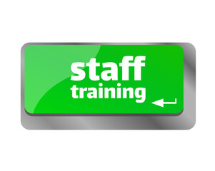 Staff training . Close up of keyboard, enter computer key.