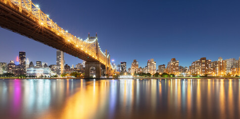 USA, New York, New York City, Ed Koch Queensboro Bridge illuminated at night