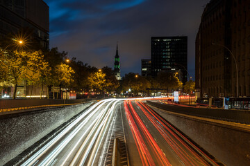 traffic at night in the city of hamburg