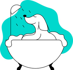 dog illustration grooming bath with blob
