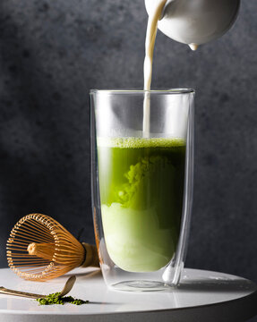 Preparation of matcha latte