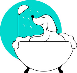 dog illustration grooming bath