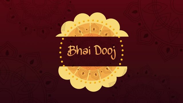 happy bhai dooj celebration animation with lettering in flower