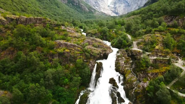 Briksdalsbreen glacier arm of Jostedalsbreen, Briksdalsbre, Norway