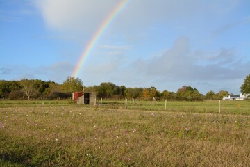 Naklejka premium Bouaye - Arc-en-ciel au dessus du cabanon