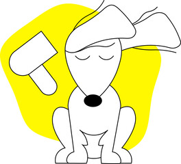 dog illustration grooming blow dry