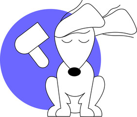 dog illustration grooming blow dry