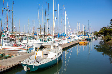 Fototapeta na wymiar Boat parked in a harbor dock