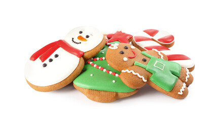 Fototapeta na wymiar Pile of Christmas cookies on white background