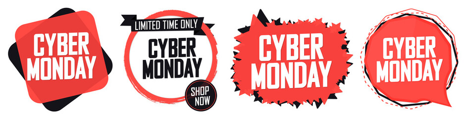 Set Cyber Monday Sale banners design template, discount tags, final season offers, vector illustration