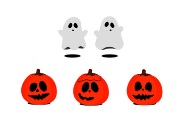 Friendly Halloween Pumpkins and Ghosts