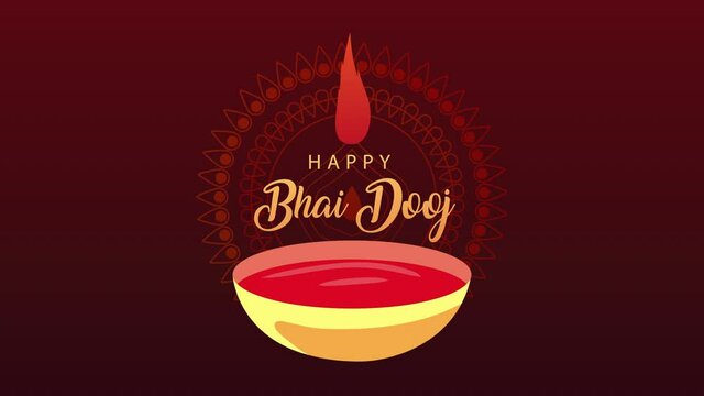 happy bhai dooj celebration animation with paint red